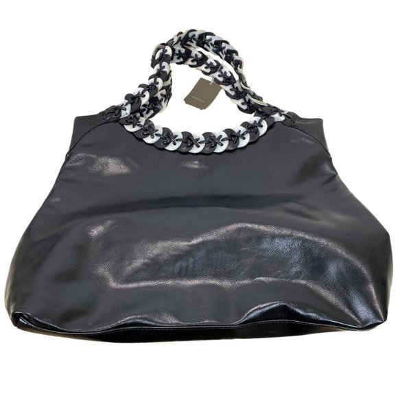 Women's Black and White Merona Double Shoulder Strap Handbag - Picture 3 of 13